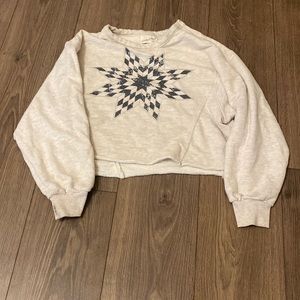 Cropped oatmeal snowflake sweatshirt